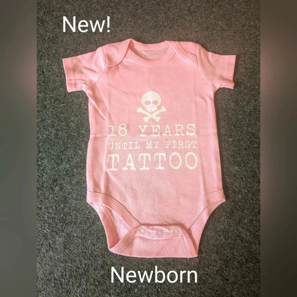 🟢🎈3/$15🎈New!Newborn 18 years until my first tattoo pink onesie shirt bodysuit